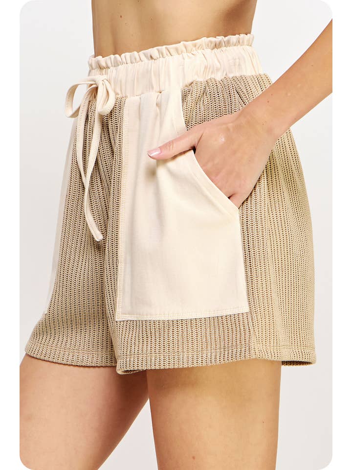 Strut & Bolt - Wholesale Shorts - Women's - Mixed Media Detail Knit Shorts9