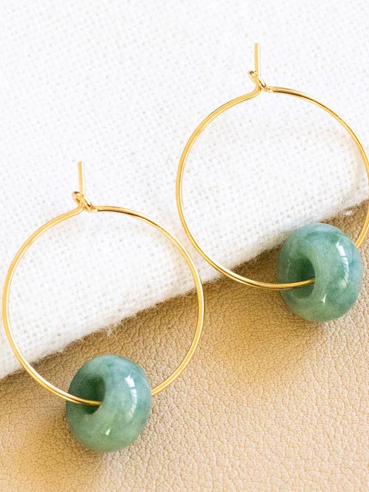 Jade-Donut 20 mm zierliche Creolen für den Großhandel von Laine Honolulu