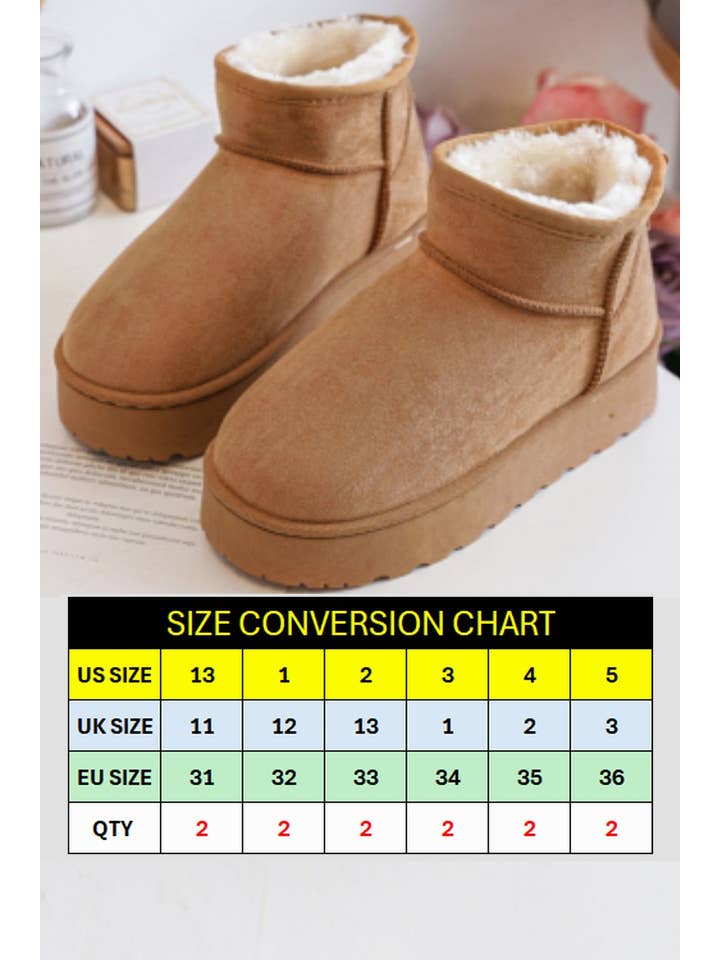 CAMEL KIDS FAUX FUR FLUFFY CLASSIC ANKLE BOOTS IN 31-36 SIZES for wholesale on Faire