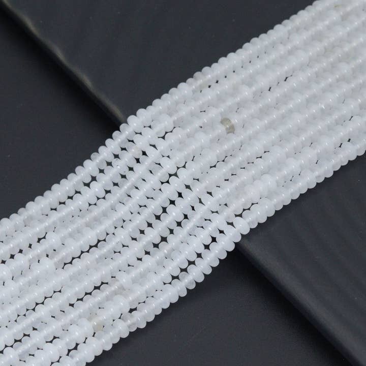 2x4mm White Jade Smooth Rondelle Beads, Sku#U2219 for wholesale by BestBeads&Beyond