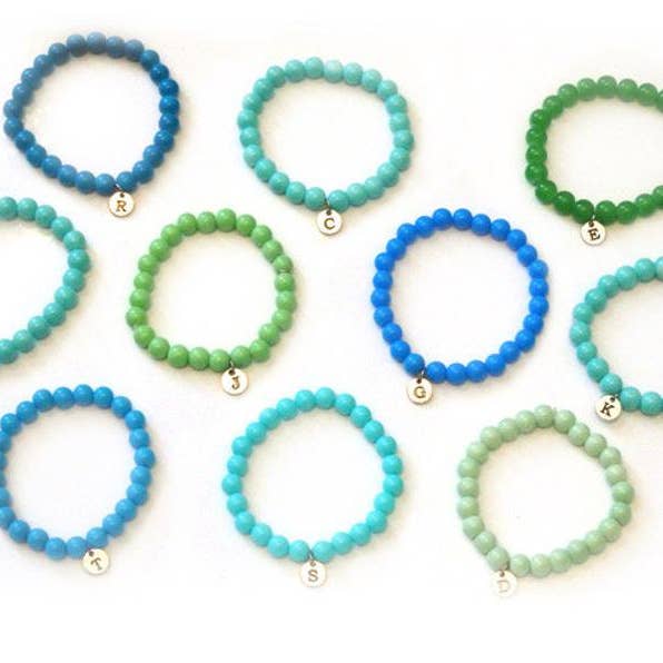 Seaside Glass Beaded Monogram Bracelets for wholesale by PARADISE BEACH COMPANY