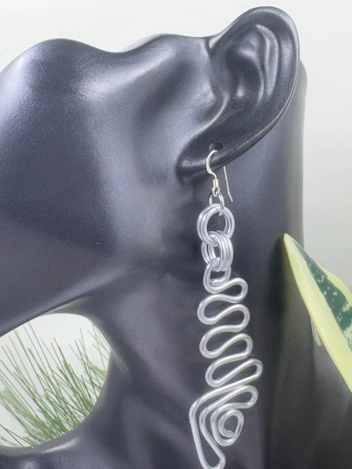 Tribal Silver Aluminum Wire Statement Earrings for wholesale by Jewelry With Me