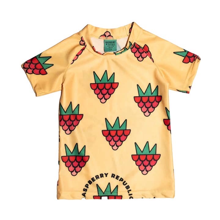 Children's UV swim top - Raspberry Love Yellow UV50+ for wholesale by Raspberry Republic