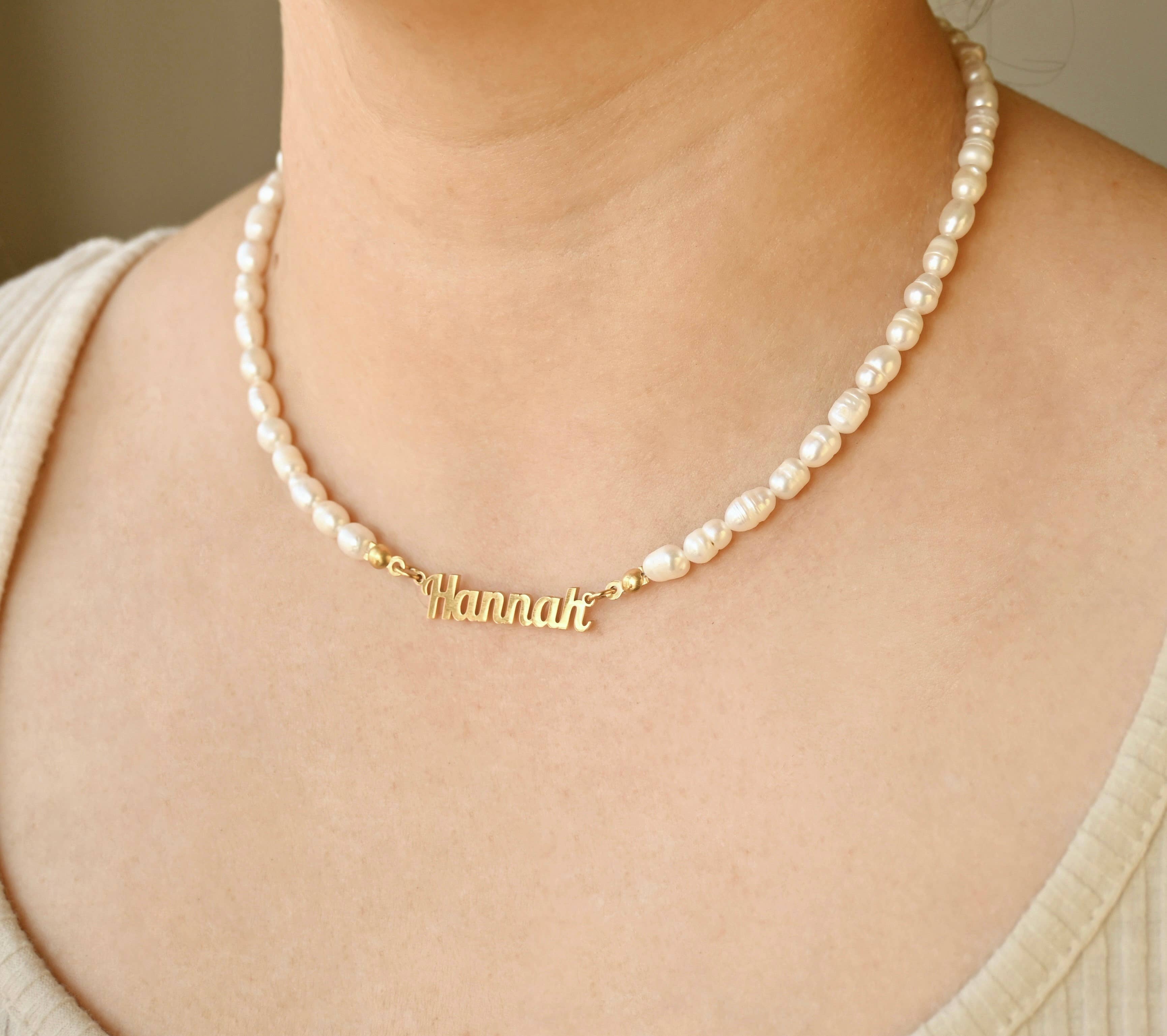 Blueyejewelry – wholesale Pendant/charm necklace – Pearl Name Necklace - 18k Gold Custom Pearl Necklace8