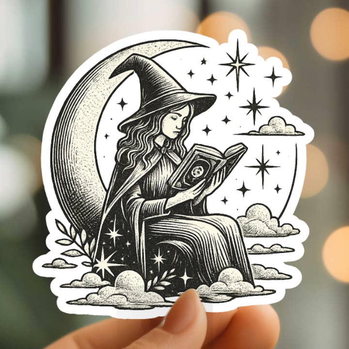 Autocollant en vinyle de belle sorcière céleste pour la vente par Mystical Monkey Toes