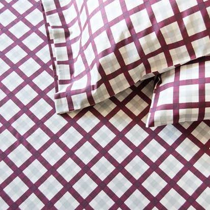 Burgundy Silver Tattersall Sheet Set for wholesale on Faire4