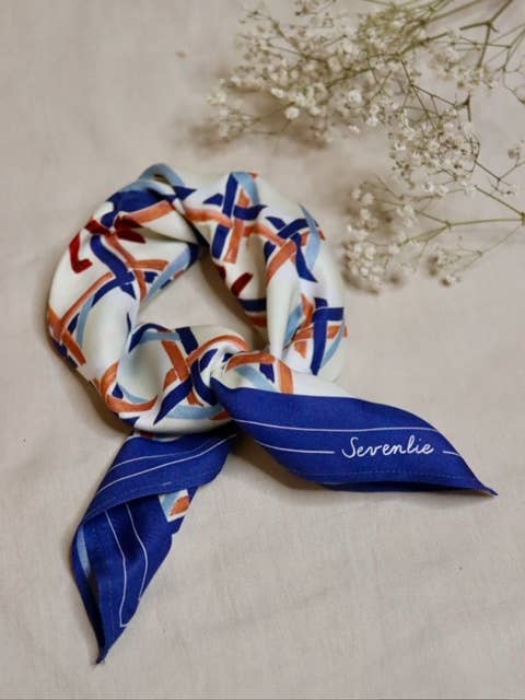 Sevenlie - Wholesale Head Scarf - Women's - 65cm square scarf Caneva blue2