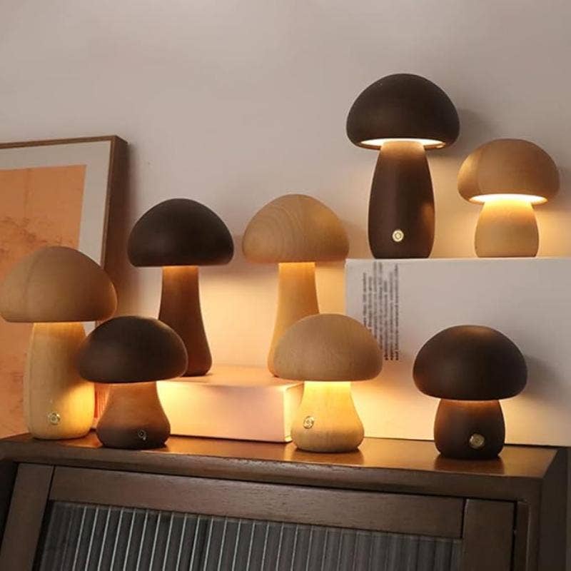 Kiyo Home - Wholesale Accent/Desk Lamp - Wooden Mushroom Lamps | Touch Control Lamp | Rechargeable13