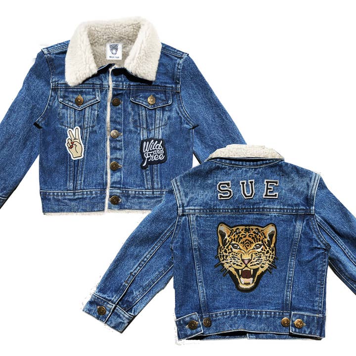 Casaco Ganga Custom Shearling Kids - Roaring Leopard por atacado de PATCHYTIGER