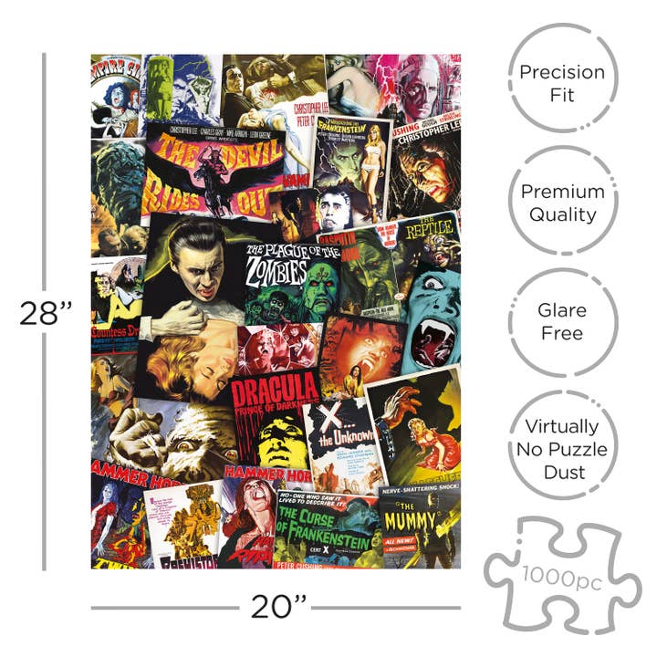 AQUARIUS, GAMAGO, ICUP, & ROCK SAWS by NMR Brands - Wholesale Puzzle - Adult - Hammer House of Horror 1000 Piece Jigsaw Puzzle