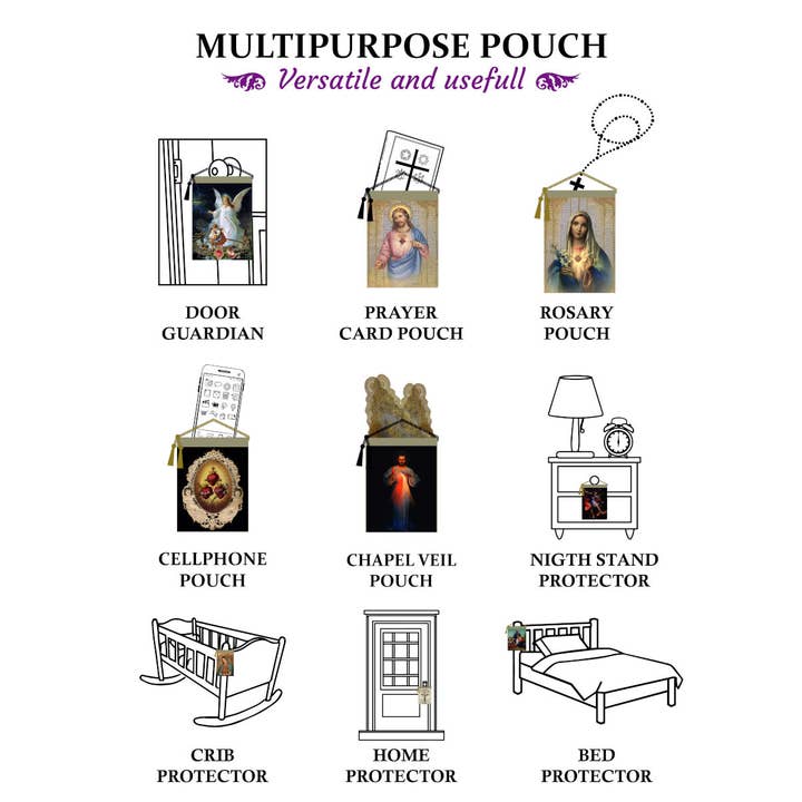 Made By Catholics - Wholesale Pouch - Women's - VINTAGE HEARTS Blessing Carrier Pouch HEART OF SORROWS