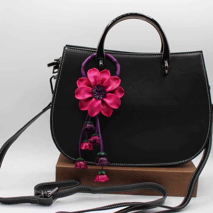 Sunflower Handmade leather inc - Wholesale Keychain - Women's - Leather flower key chain key purse bag charm7