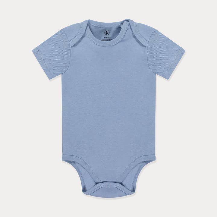 Baby Bodysuit, Infant Bodysuit, Blue and Green, Ribbed Soft Cotton for wholesale by Mini Wardrobes
