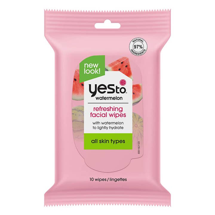 Yes To - Wholesale Face & Body Wipes - watermelon refreshing facial wipes with watermelon to lightly hydrate all skin types - 10ct