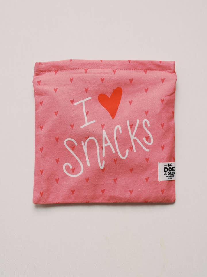 I Heart Snacks Snack Bag | Reusable Bag for wholesale by Doe A Deer