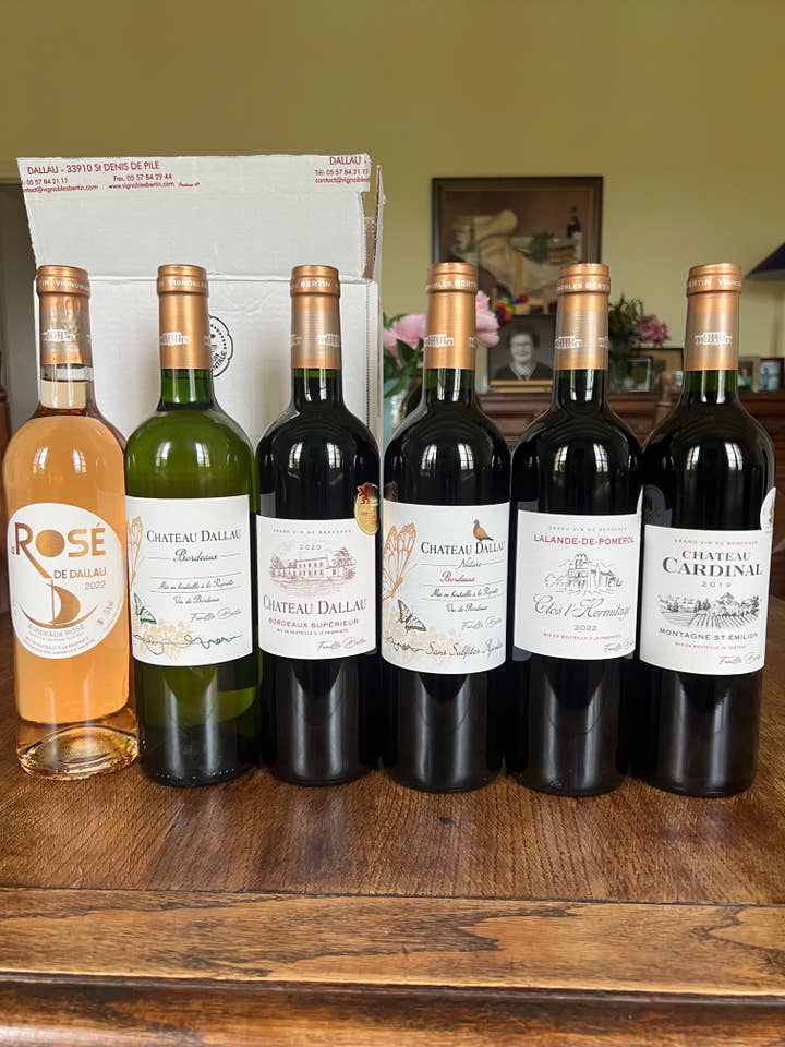 Confezione scoperta 6 bottiglie per la vendita all'ingrosso da parte di Vignobles Bertin