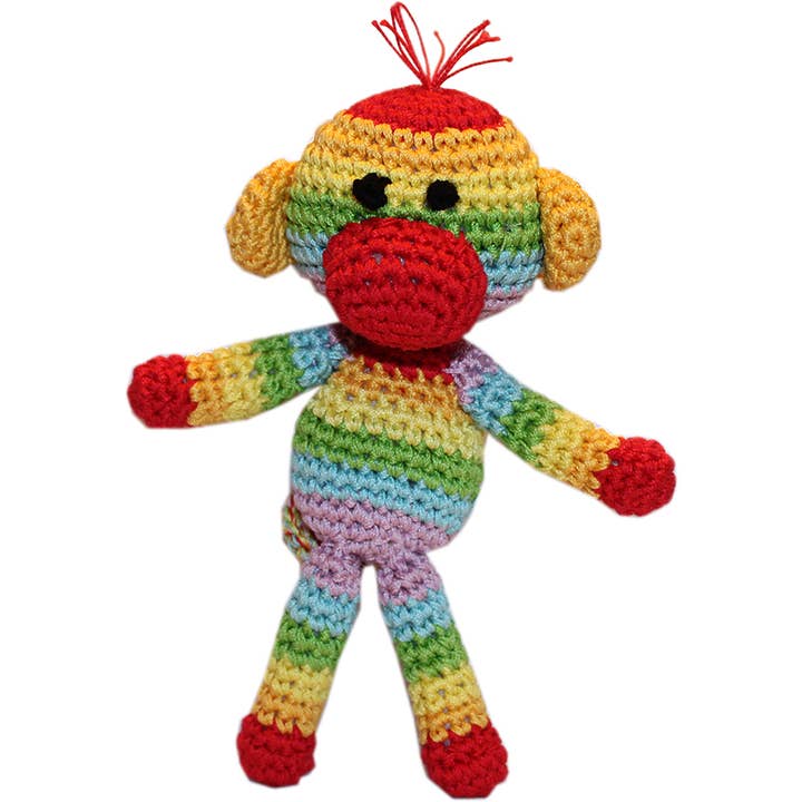 Mirage Pet Products - Wholesale Pet Plush Toy - Dog - Knit Knacks Rainbow Monkey Organic Cotton Small Dog Toy