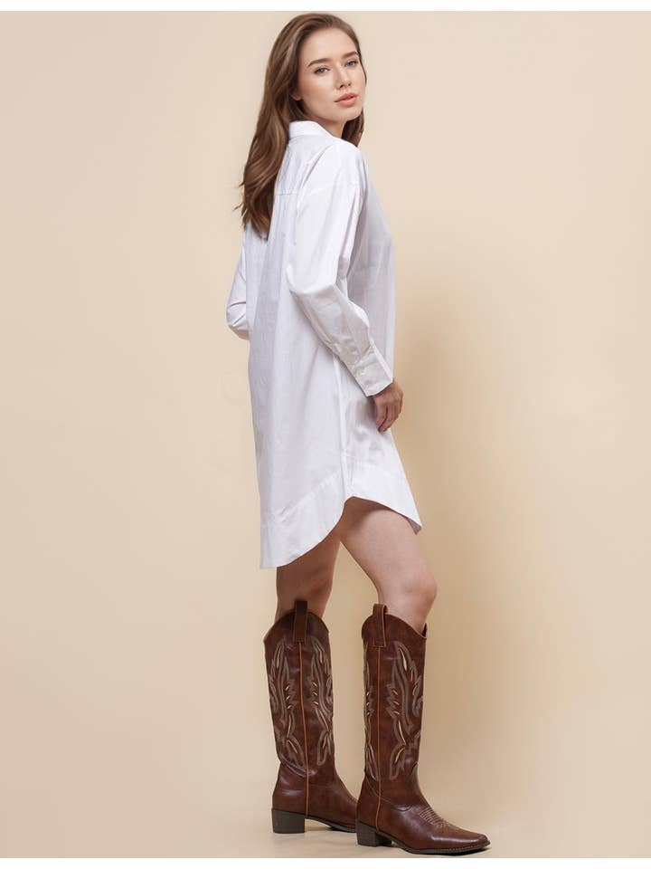 Sweetkama - Wholesale Dress – Women's - Ladies Turndown Collar Botton Down Mini Shirt Dress SKD480612