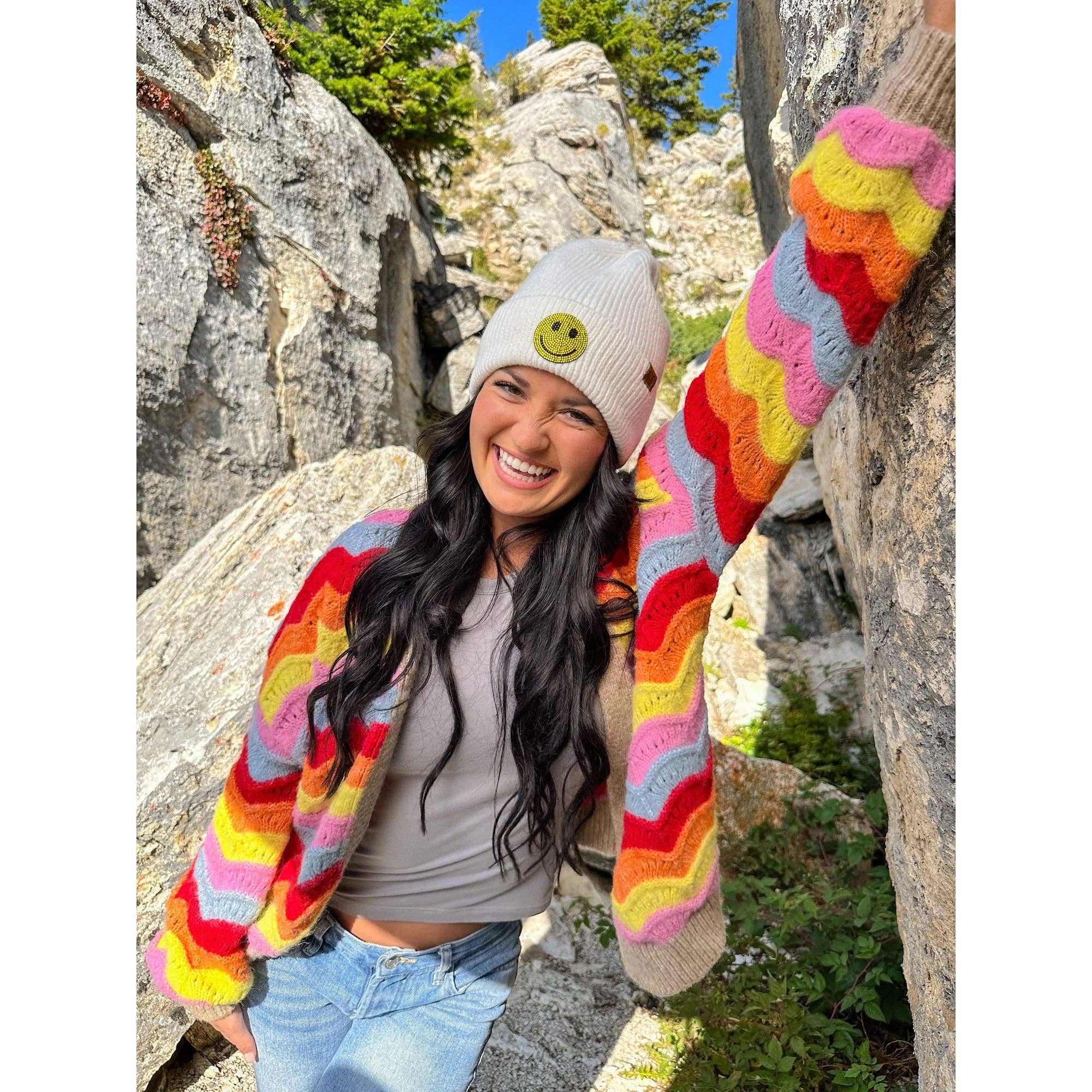 MiMi Wholesale - Wholesale Beanie - Women's - HTE0100 Layla Rhinestone Smiley Beanie8