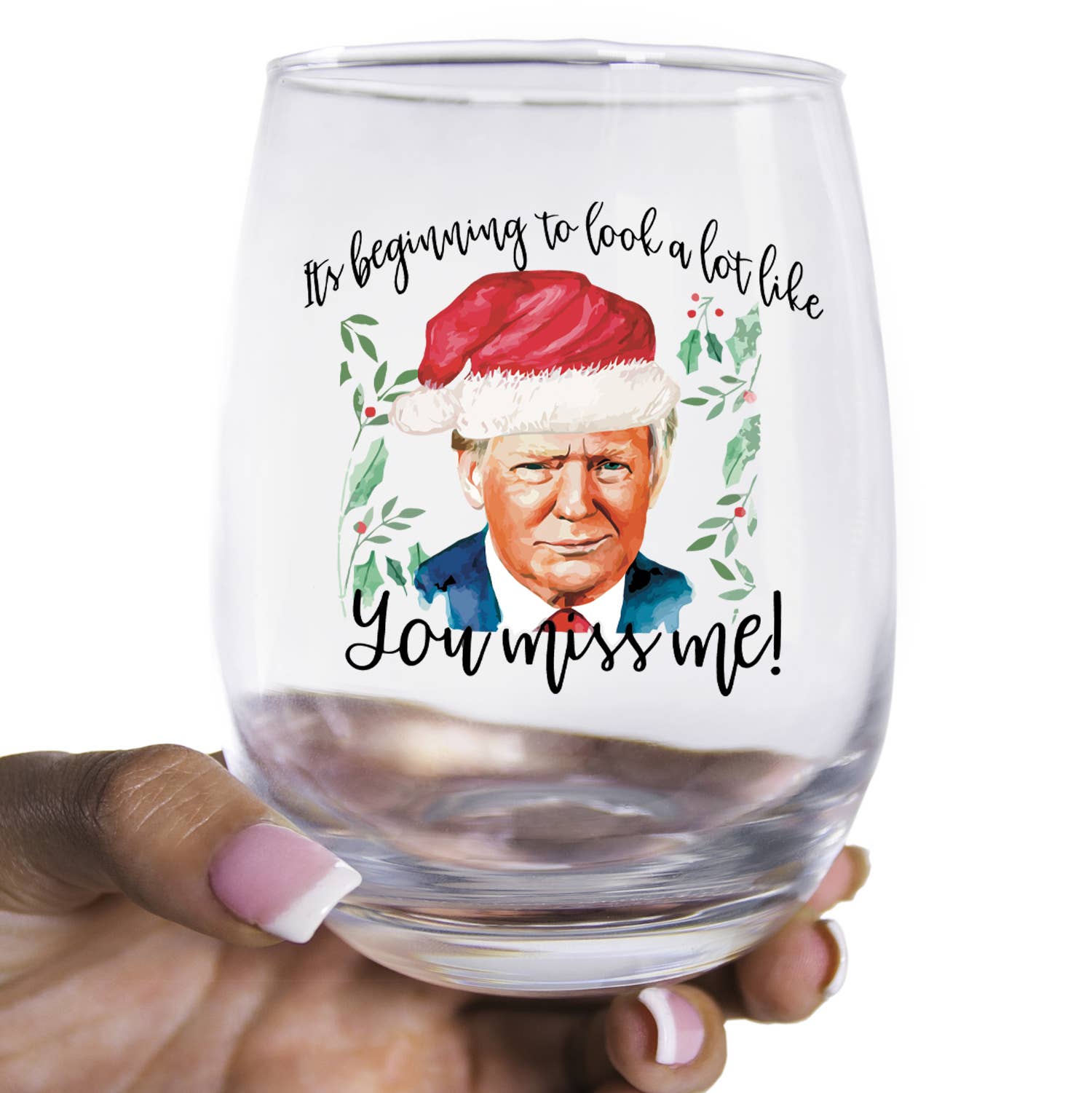 Patriot's Cave - Wholesale Cocktail/Liquor Glass - Trump Santa Hat - Christmas Whiskey Glass4