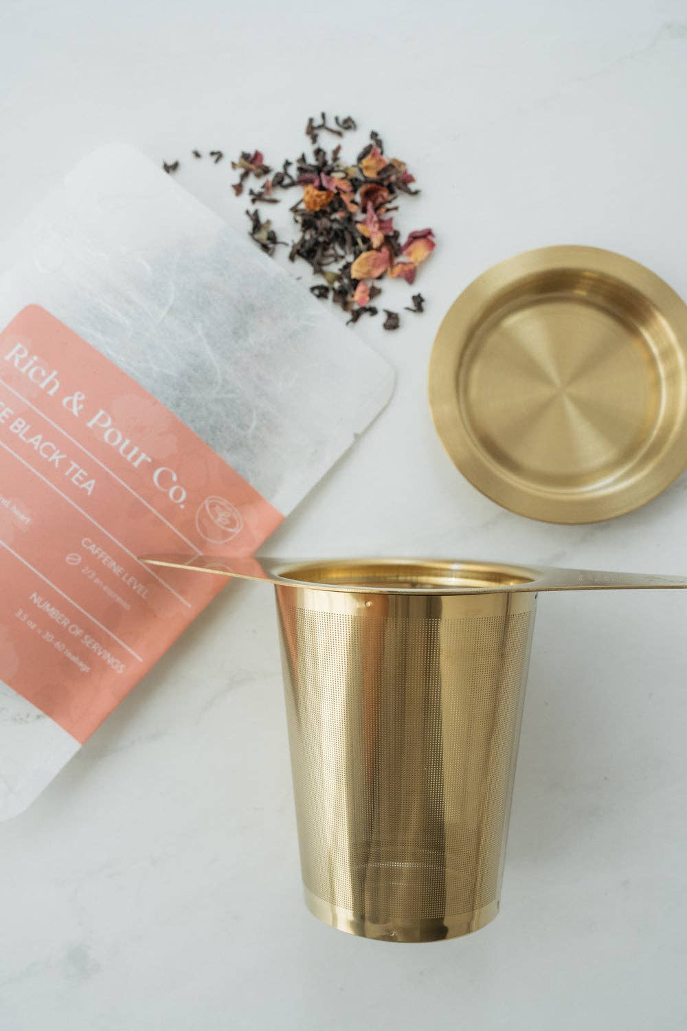 Rich & Pour - Vente Passoires à thé/infuseurs - Infuseur à thé en acier inoxydable avec panier à mailles pour feuilles de thé en vrac9