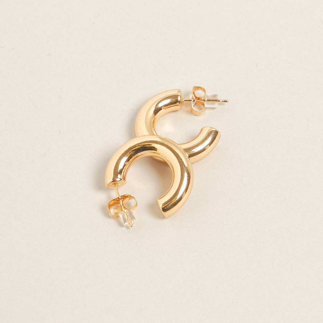 Fashion City - Vendita all'ingrosso Orecchini a cerchio - Orecchini a Cerchio piccoli con perno immerso in oro 14 carati9