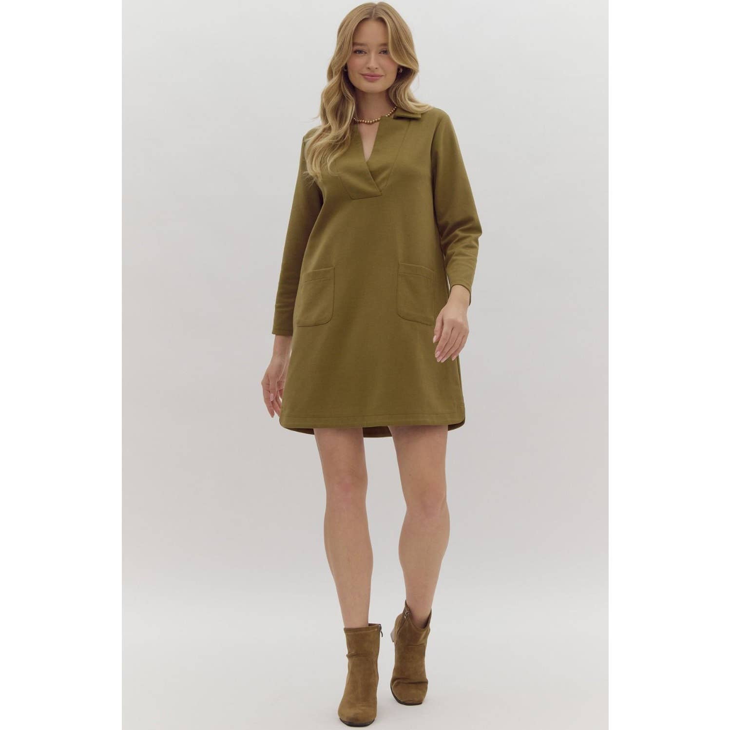 STYLE USA – Engroshandel Kjole - Dame – Massiv minikjole med v-hals krave19