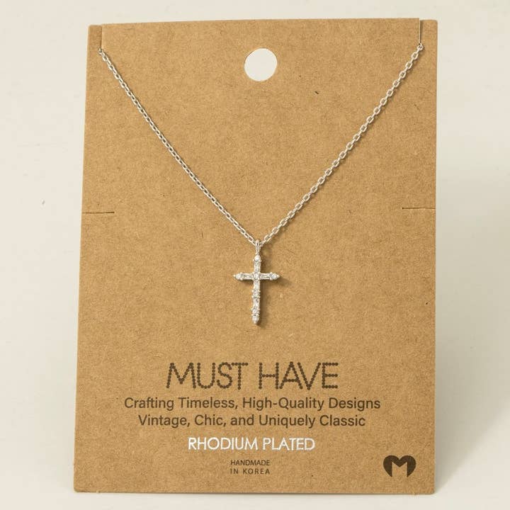 Colar com pingente Cz Cross por atacado de Fame Accessories