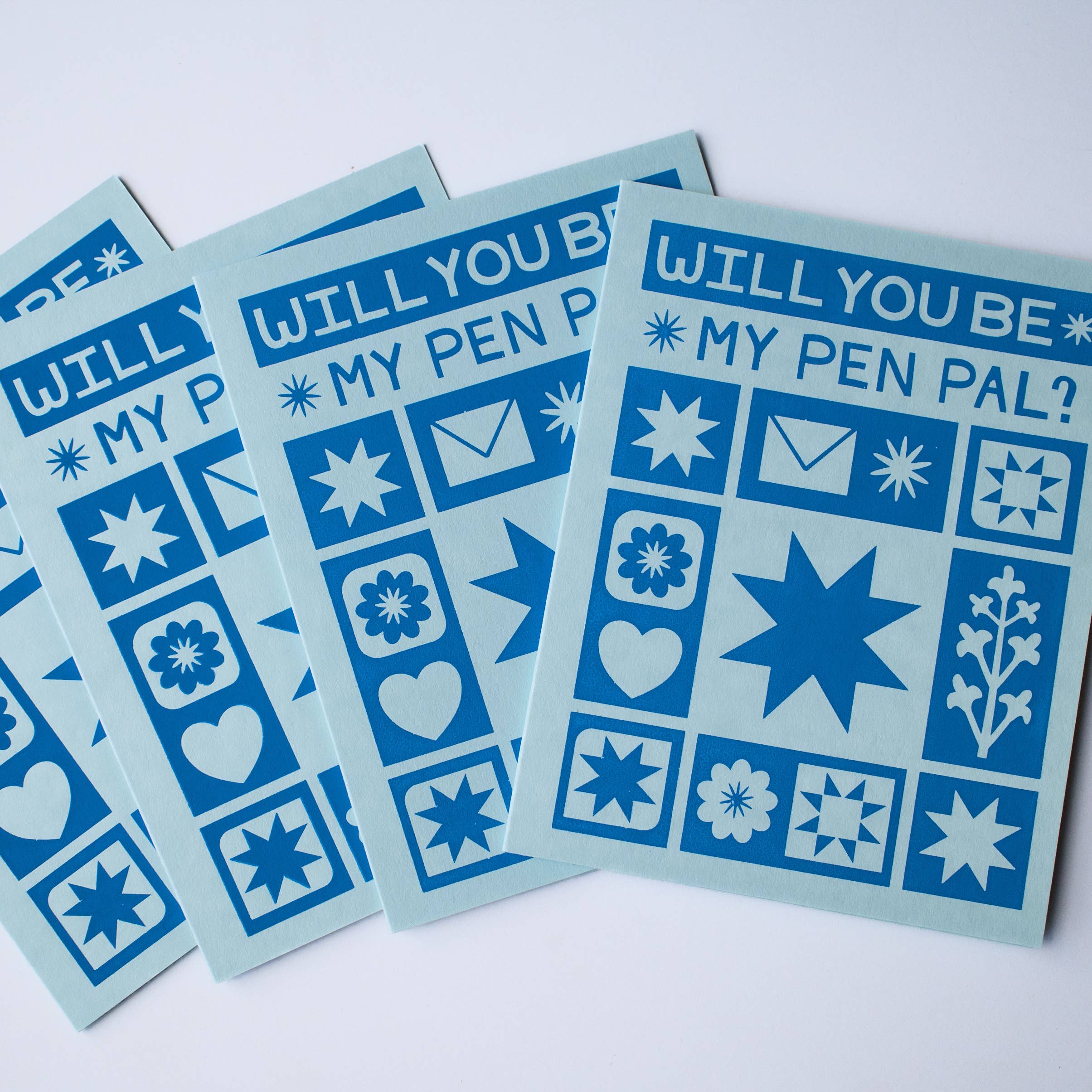 Lex MB Studio - Wholesale Everyday Greeting Card - Hand Printed "Will You Be My Pen Pal?" Everyday Card4