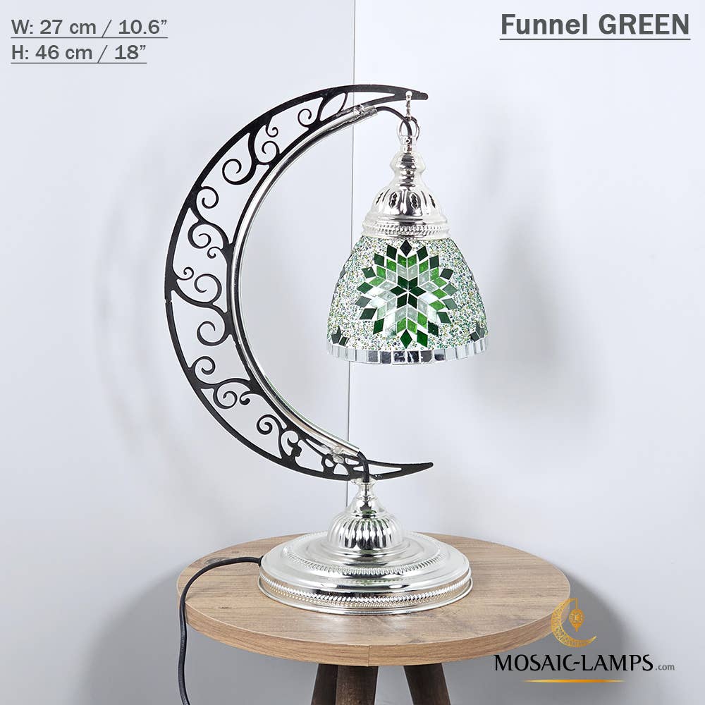 Mosaic Lamps - Vendita all'ingrosso Lampada da scrivania/d'accento - Lampada da scrivania Turkish Moon in argento, luci ad arco marocchine, Murano C14