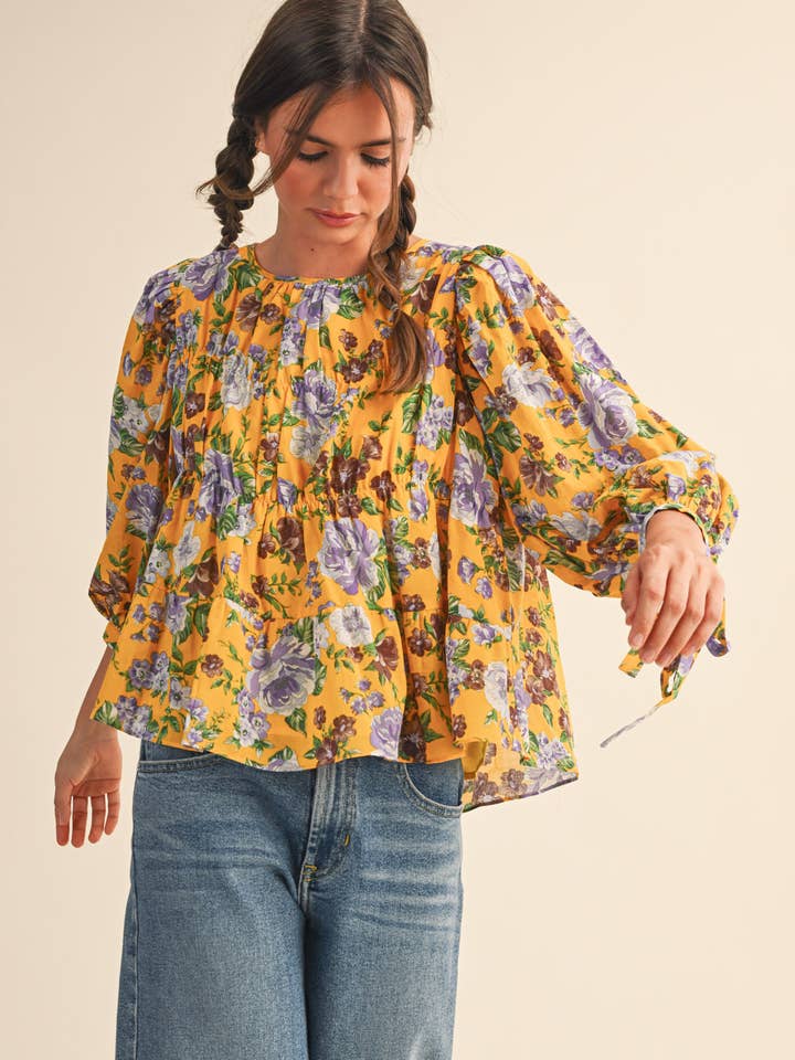 EXCLUSIVE FLORAL PRINT TIERED SHIRRING TOP MTP4280 for wholesale by &MERCI