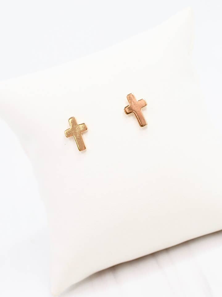 Boucle d'oreille croix Christy or pour la vente par Caroline Hill