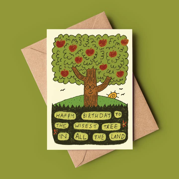 'Happy Birthday To The Wisest Tree in All the Land' Nature Greeting Card for wholesale by bigfatbambini