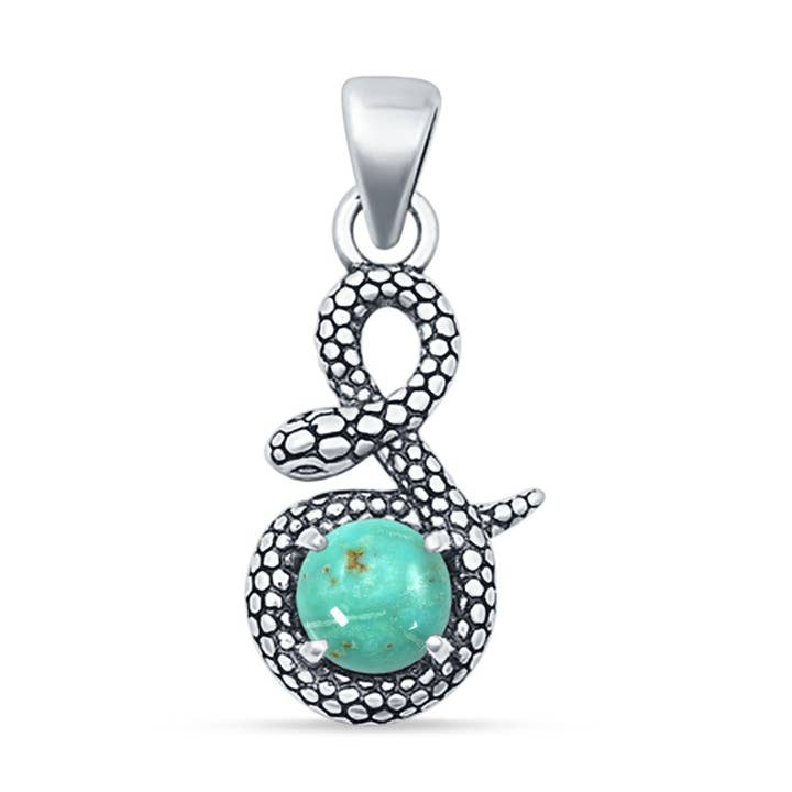 Round Turquoise Snake Pendant for wholesale by Blue Apple Imports