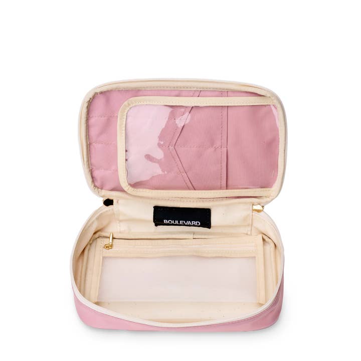 Boulevard - Wholesale Makeup/Cosmetic Bag - "Megan" Nylon and Leather Makeup Case (Personalizable)