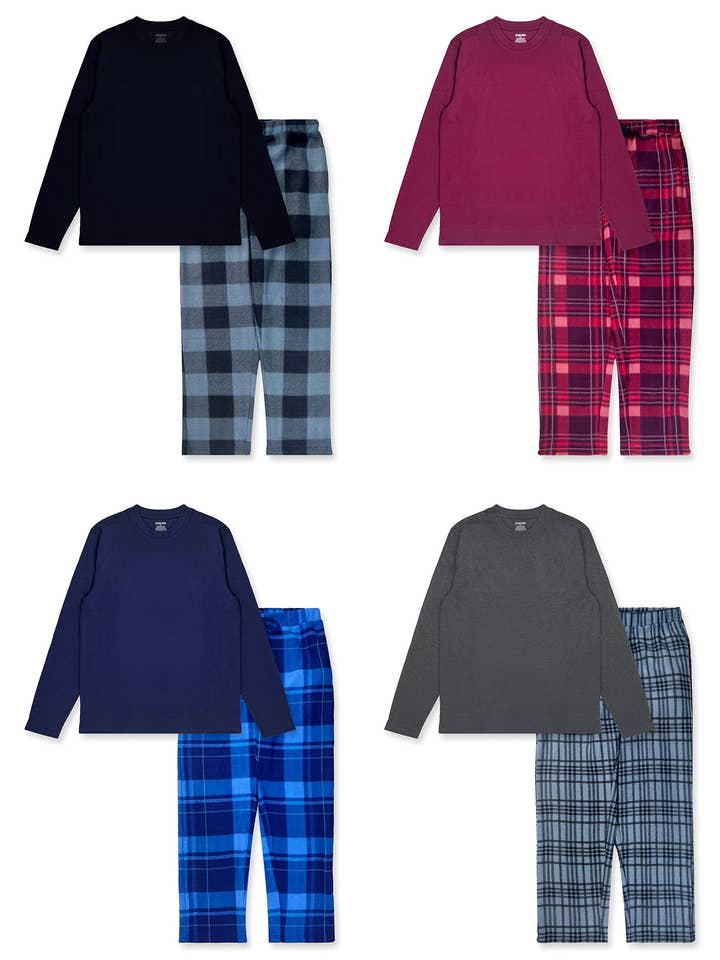 Chase USA International - Wholesale Sleepwear Set - Men's - Men’s Thermal Shirt & Fleece Pants Pajama Set