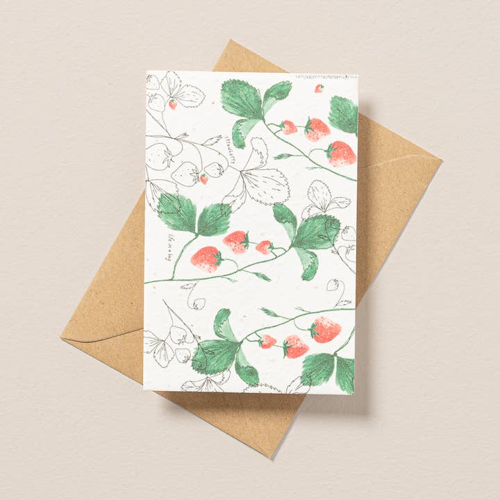 Life in a bag – wholesale Frön – Vykort för plantering med jordgubbsillustration0