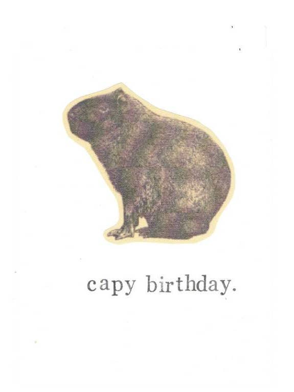 Capy Fødselsdag Funny Capybara Fødselsdag Card | Animal Humor Weird Pun for engroshandel hos BlueSpecsStudio