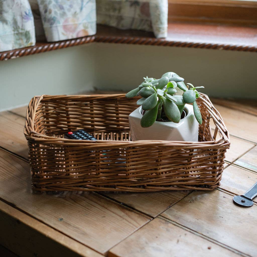 Arthur Cameron – wholesale Basket – Distilled Brown Rectangular Wicker Shallow Storage Tray Bund3
