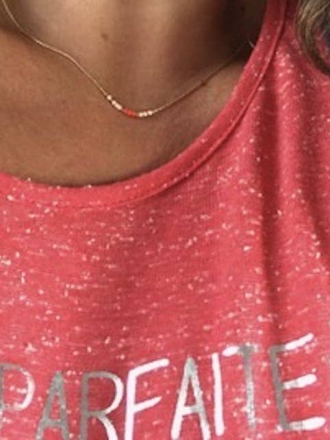 Collier miyuki rose-corail pour la vente par Delfea Jewelry