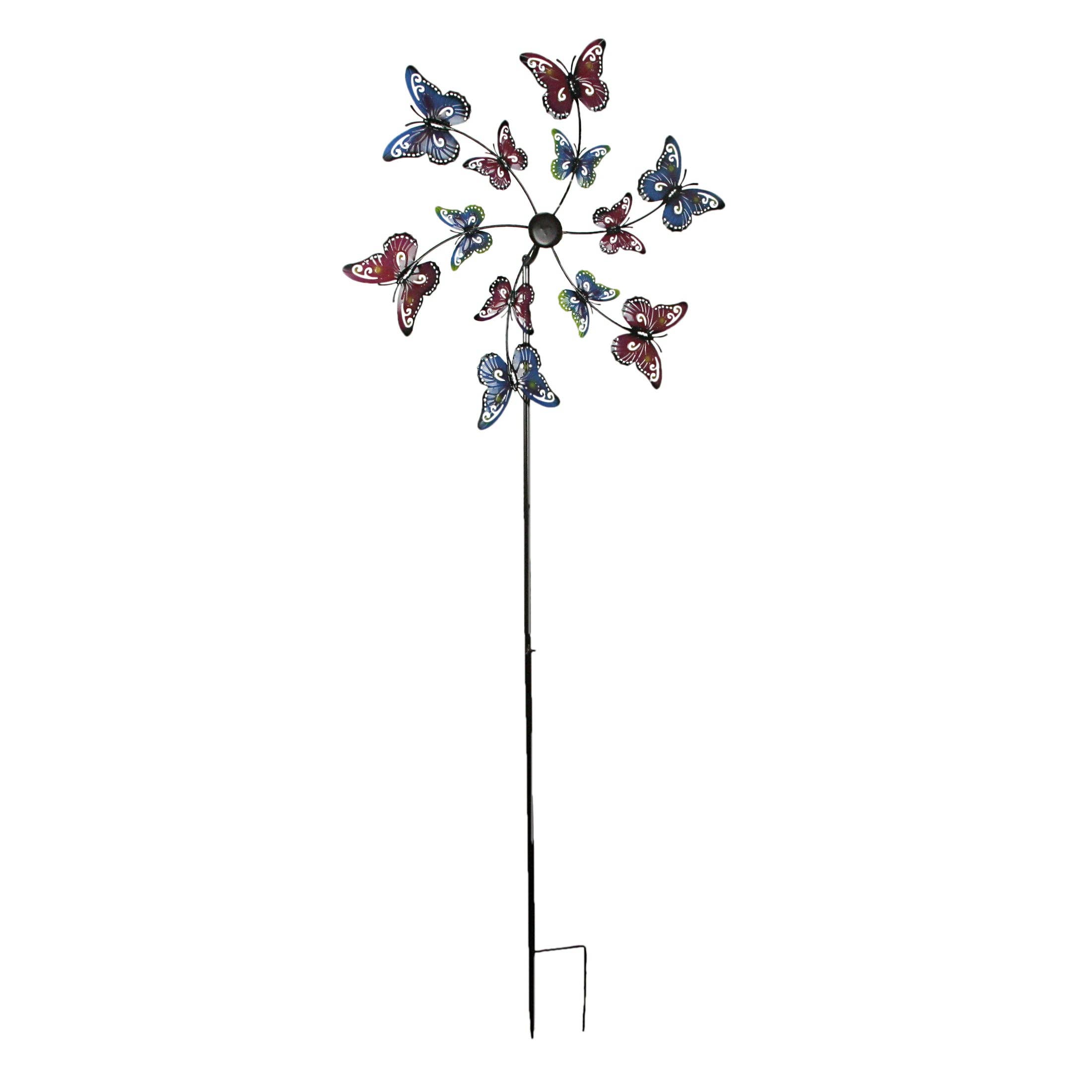 Things2Die4 - Wholesale Wind Spinner - Whimsical Laser-Cut Butterfly Kinetic Wind Sculpture Garden Twirler Spinner Stake - Vibrant Red and Blue Finish - 72 Inches High - Outdoor Decor Delight0