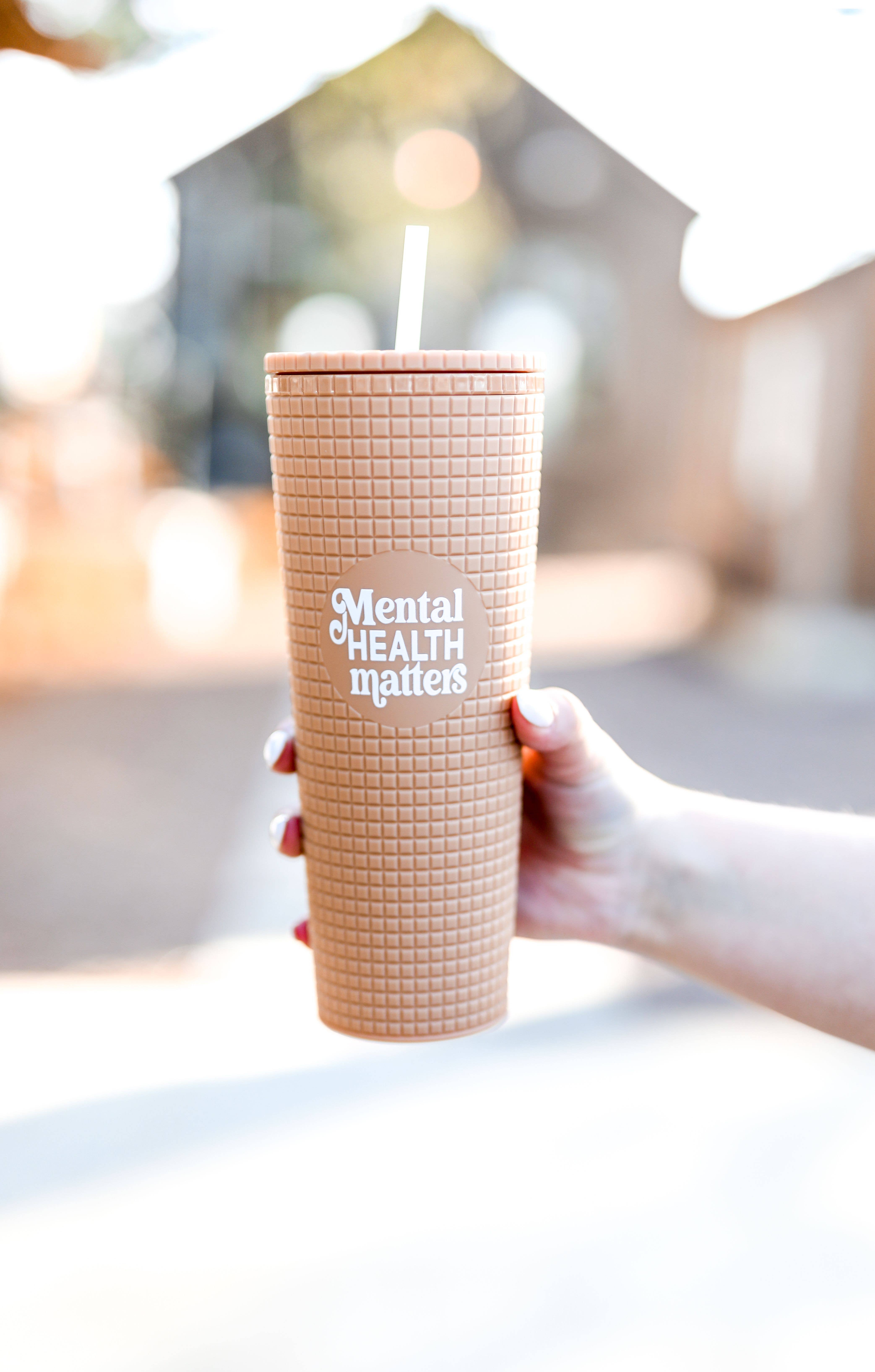 Jadelynn Brooke – wholesale Insulated mug/tumbler – Smooth Textured Tumbler - Mental Health Matters (Taupe)