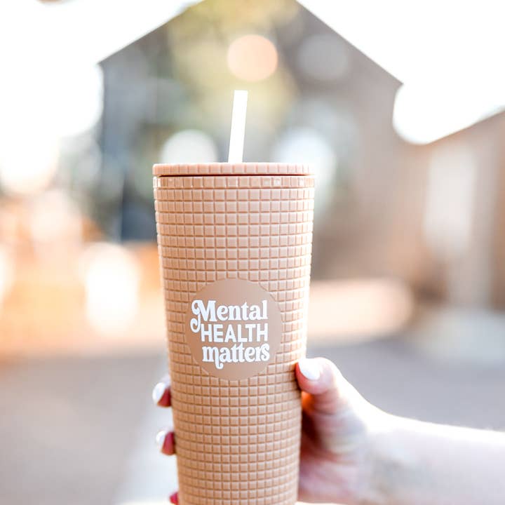 Jadelynn Brooke – wholesale Insulated mug/tumbler – Smooth Textured Tumbler - Mental Health Matters (Taupe)0