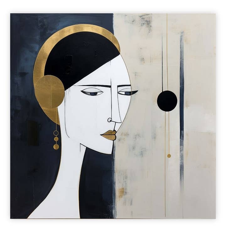 Wall Art Black and Gold Portrait Abstract Giclée Ink Print for wholesale by ArtbyHaise