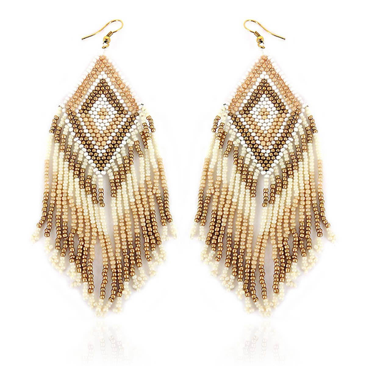 Suzie Q USA – wholesale Tofsörhängen – Aztec mönster flätat utsäde pärlor Frans Örhängen0