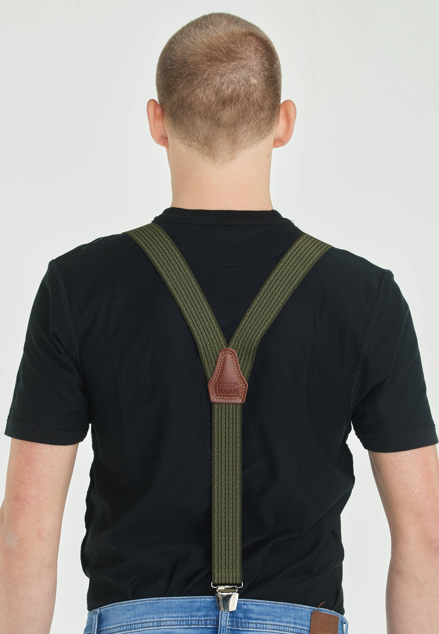 Pierre Mouton – wholesale Suspenders – Unisex – Pierre Paris Green Brace 3 clips/120 cm | Handmade2