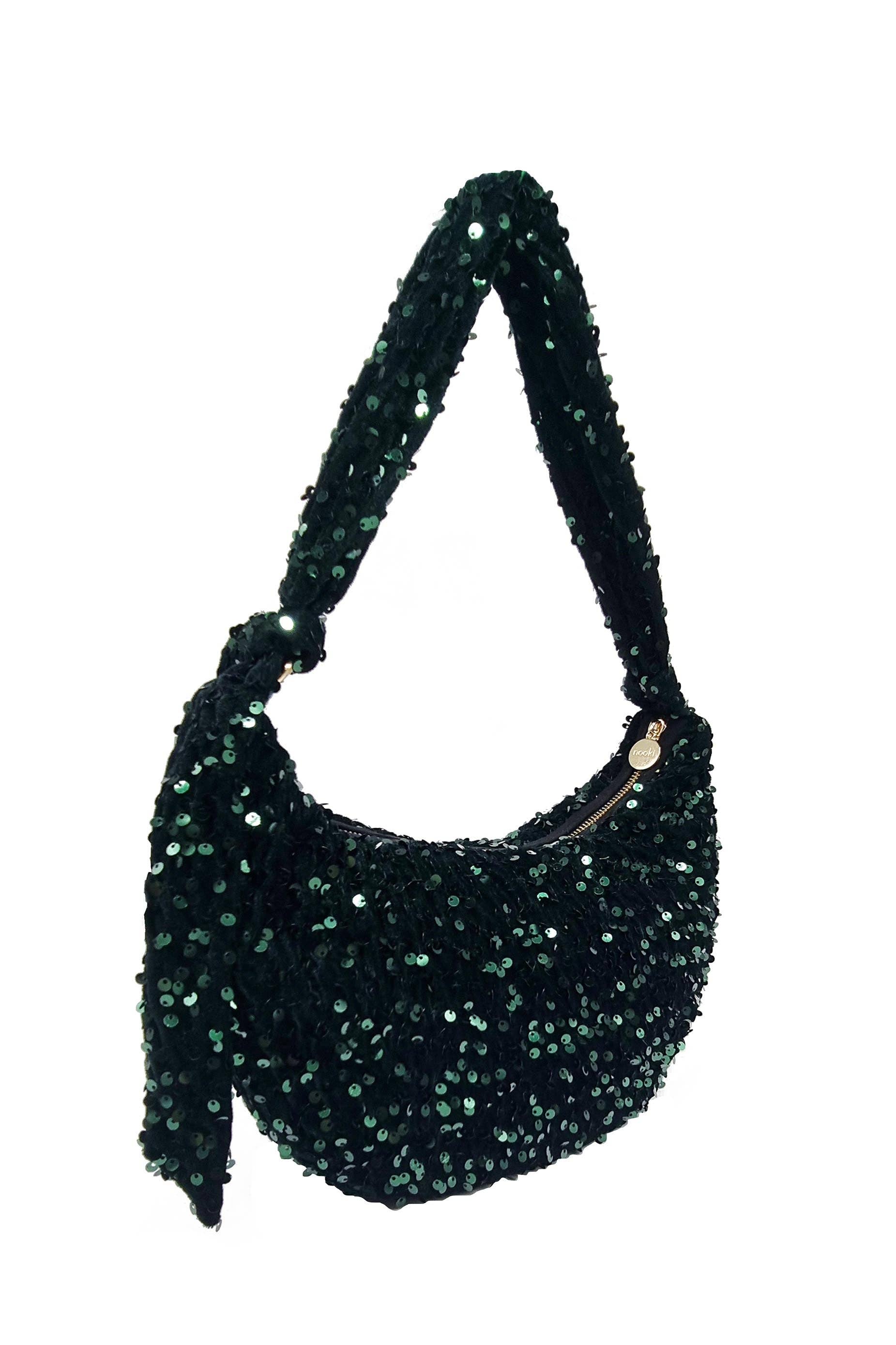 NESSA HALF MOON SEQUIN BAG IN GREEN for wholesale on Faire3