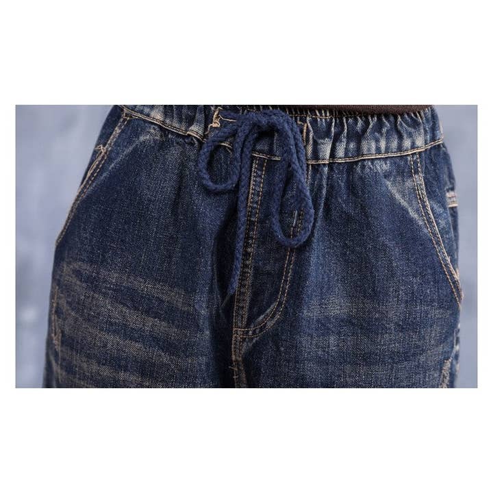 SAME AS THE PICTURE Retro Embroidery Patchwork Casual Loose Harem Jeans for wholesale on Faire10