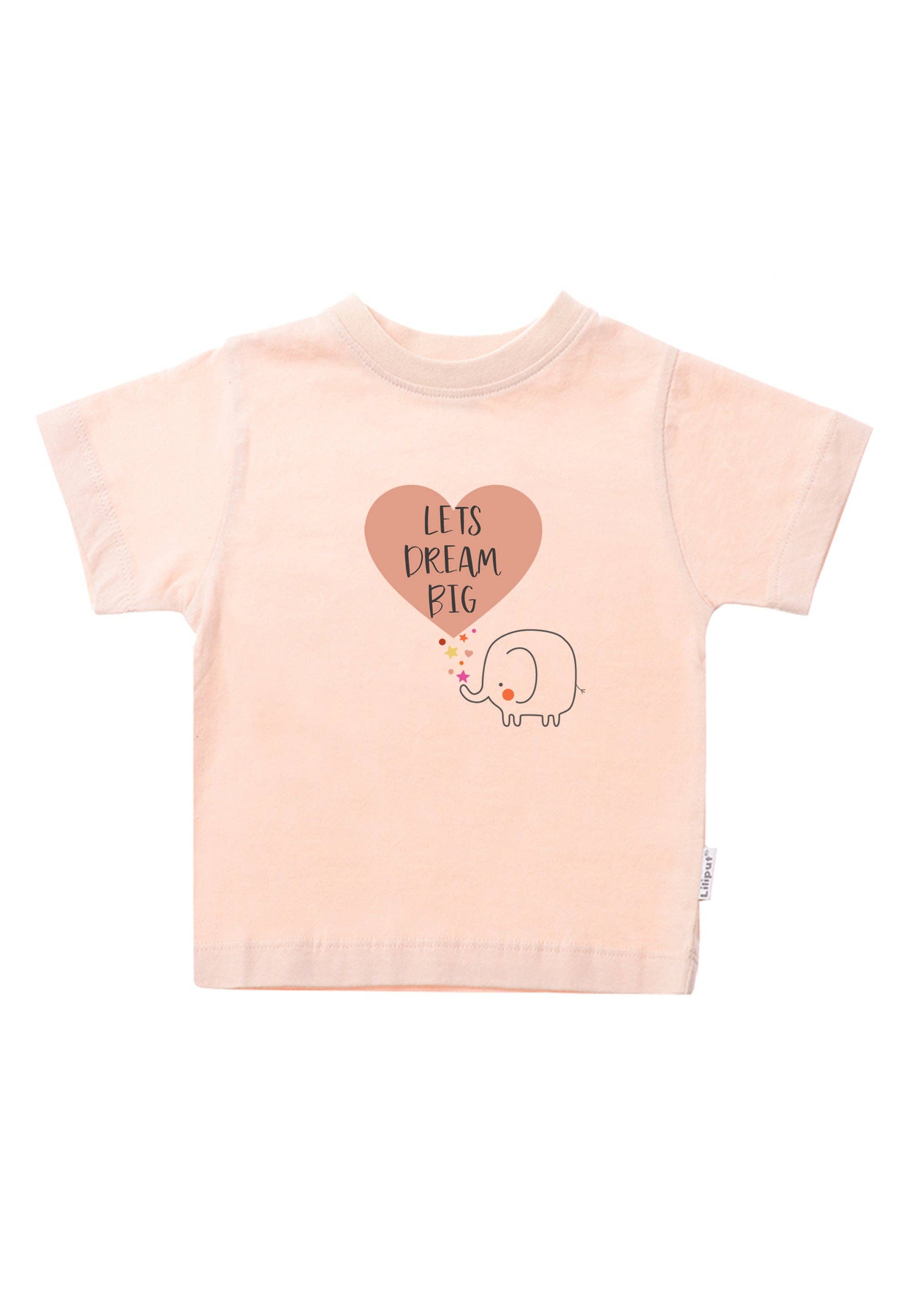 Liliput – Engroshandel  – 2-pak T-shirts i økologisk bomuld i farverne rose og abrikos med tryk 'let's dream'6