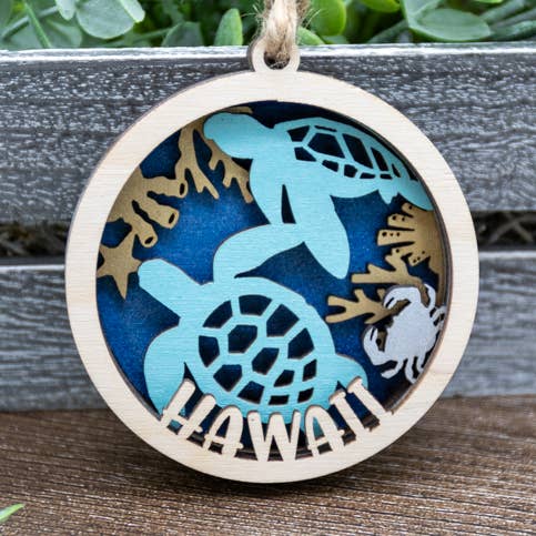 3D Hawaii - Turquoise Sea Turtle Ornament for wholesale by Mile High Gifts
